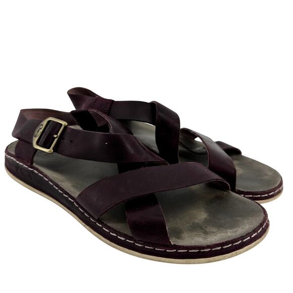 CHACO Wayfarer Leather Sandal ChacoGrip LUVSEAT Midsole Suede Footbed Fig 8 - Picture 2 of 8